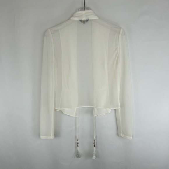 Sussi White Sheer Lightweight Chiffon Shrug Cardigan - Picture 6 of 7